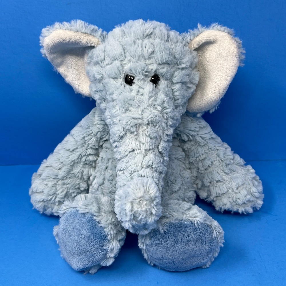 Demdaco‎ Nat Jules Elephant 12 Inch Blue Elwin Textured Plush Weighted Toy